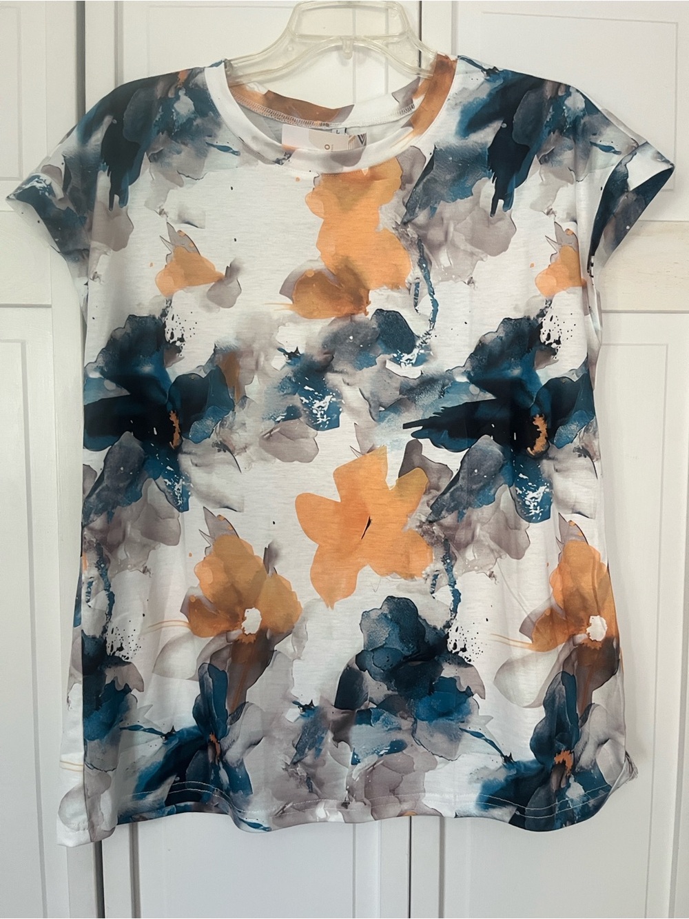 Floral Watercolor Short-Sleeve Top